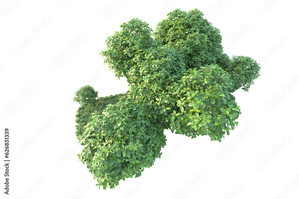 Green landscape isolated on transparent background. 3d rendering - illustration Green landscape isolated on transparent background. 3d rendering - illustration