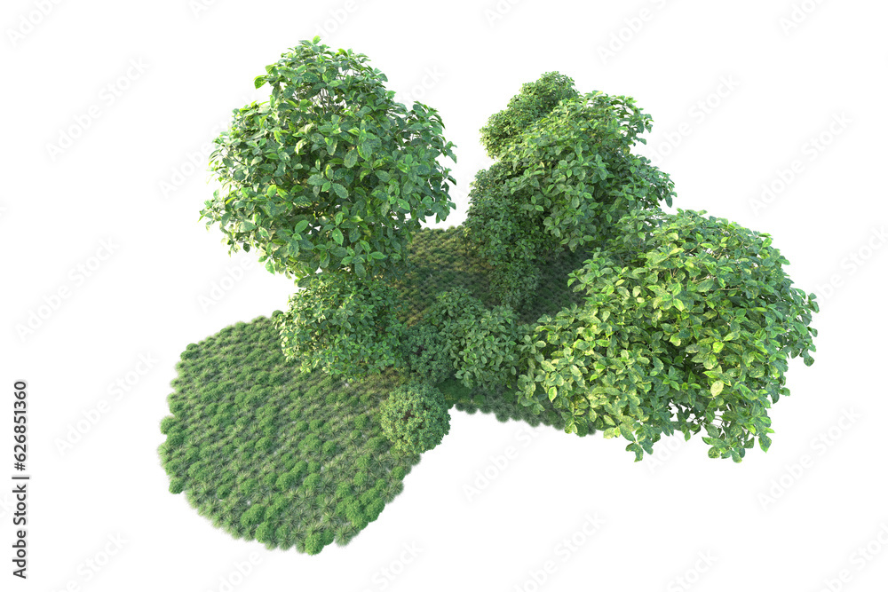 Green landscape isolated on transparent background. 3d rendering - illustration Green landscape isolated on transparent background. 3d rendering - illustration