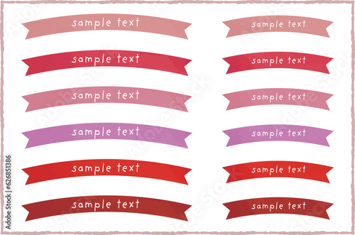かわいい水彩の手書き風リボンセット　Hand drawn style cute watercolor vector ribbon set