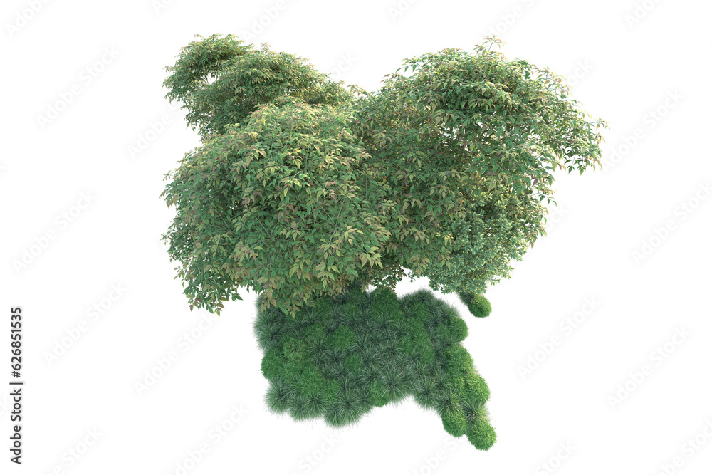 Green landscape isolated on transparent background. 3d rendering - illustration Green landscape isolated on transparent background. 3d rendering - illustration