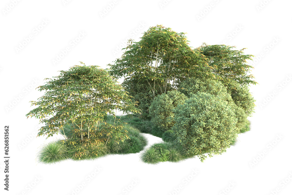 Fototapeta premium Green landscape isolated on transparent background. 3d rendering - illustration