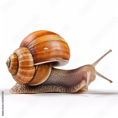 Beautiful big wild snail looking forward is shown in full length, Ai generated