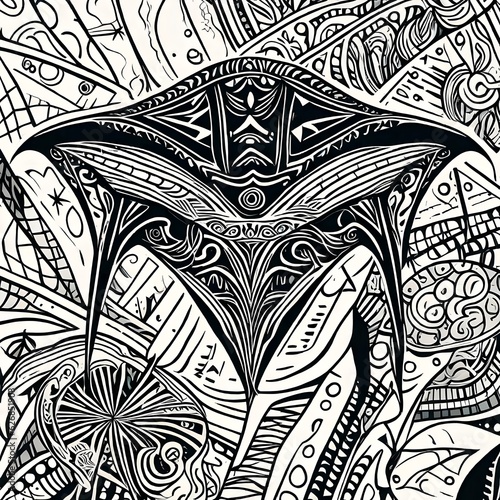 Tahitian tattoo pattern in the shape of a manta ray,
