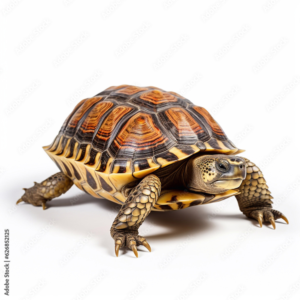 Fototapeta premium Beautiful big wild turtle looking forward is shown in full length, Ai generated