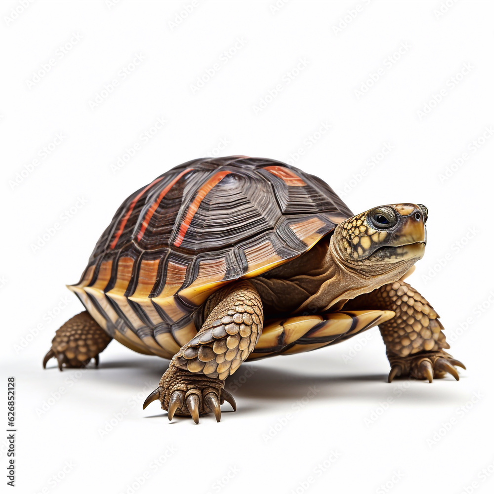 Obraz premium Beautiful big wild turtle looking forward is shown in full length, Ai generated