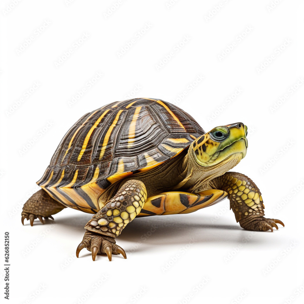 Obraz premium Beautiful big wild turtle looking forward is shown in full length, Ai generated