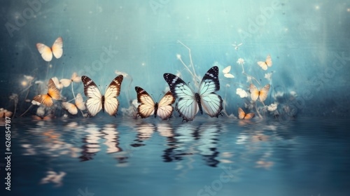 Soaring beautiful butterfly on the water. Butterfly. Generative Ai