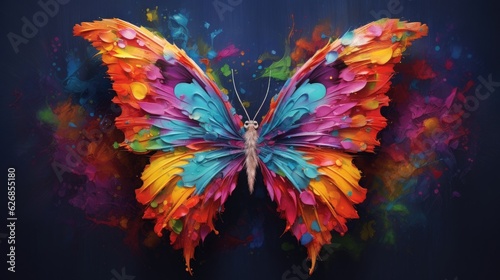 Artwork of Rainbow butterfly. Colorful beautiful butterfly. Generative Ai
