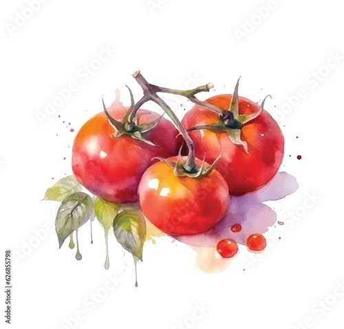 Tomatoes watercolor paint