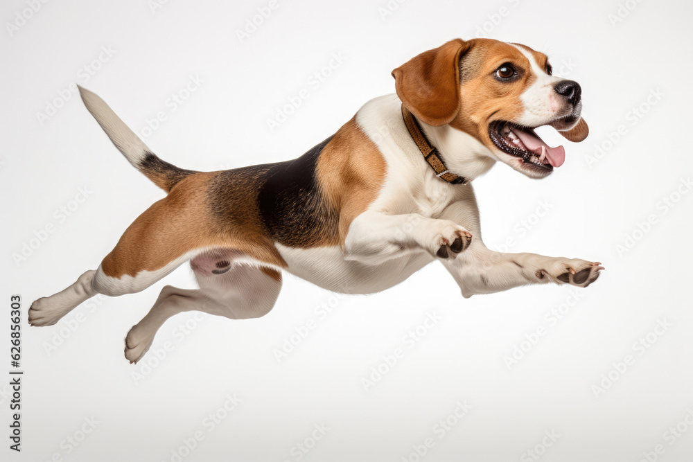 Jumping Moment, Beagle Dog On White Background. Jumping Moment,Beagle On White Background,Beagles,Dog Breeds,Pet Photography,Photography Tips,Dog Care,Friendly Dogs. 
