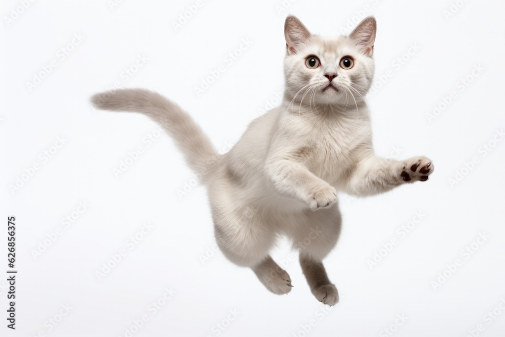 Jumping Moment, Burmilla Cat On White Background. Jumping Moment, Burmilla Cat, White Background, Cuteness Of Cats, Cat Breeds, Burmilla Breed, Photography Tips. 
