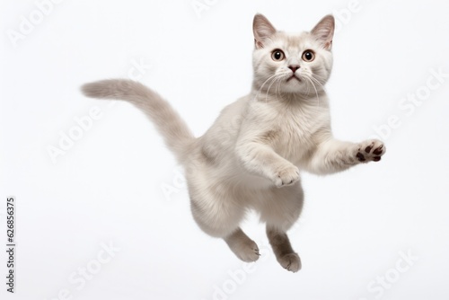 Jumping Moment, Burmilla Cat On White Background. Jumping Moment, Burmilla Cat, White Background, Cuteness Of Cats, Cat Breeds, Burmilla Breed, Photography Tips.  photo