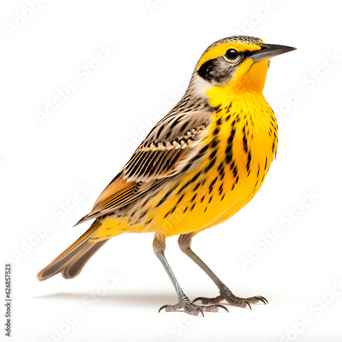 Western meadowlark on white background