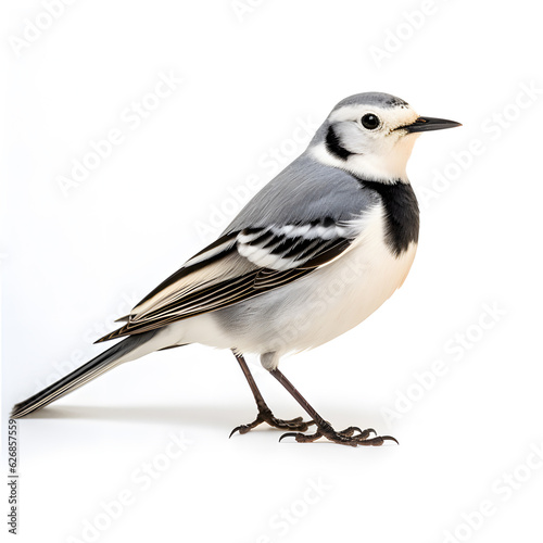 White wagtail on white background