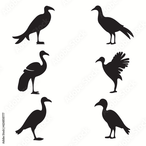 Dodo silhouettes and icons. Black flat color simple elegant Dodo animal vector and illustration.