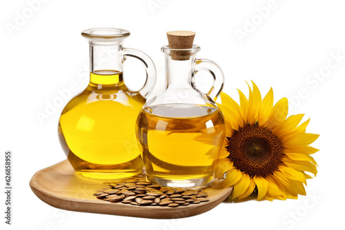 Sunflower Oil in Glass: Isolated on Transparent Background. Generative AI