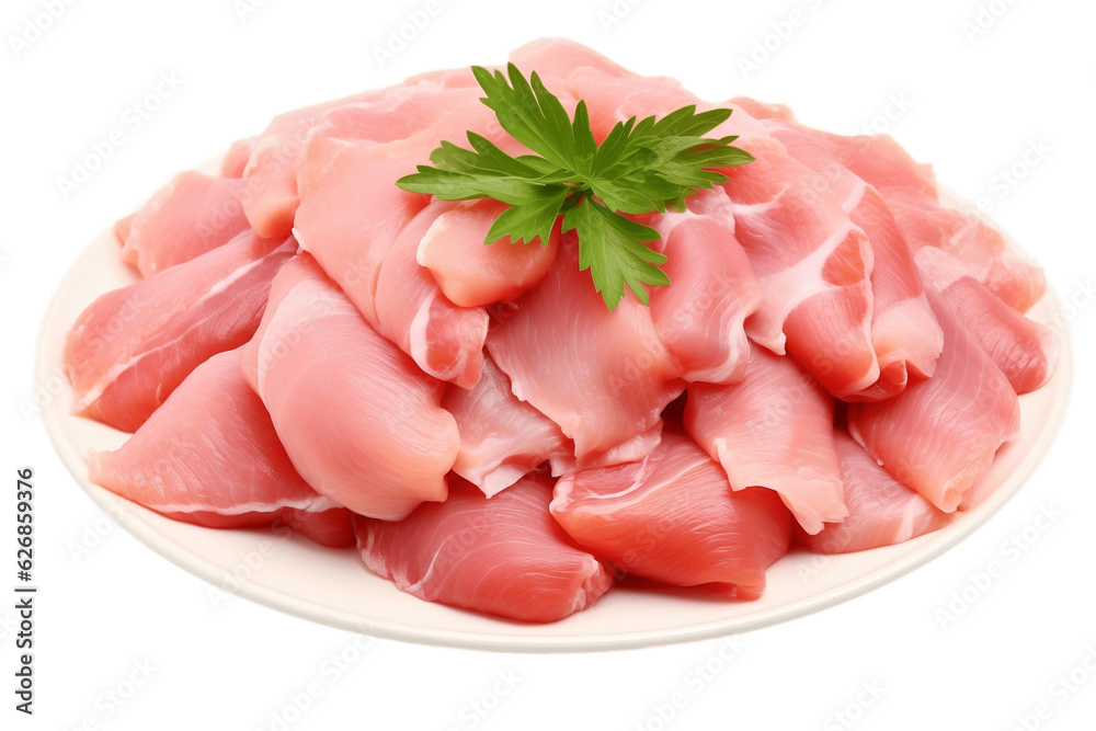 Raw Chicken Isolated on Transparent Background. Generative AI