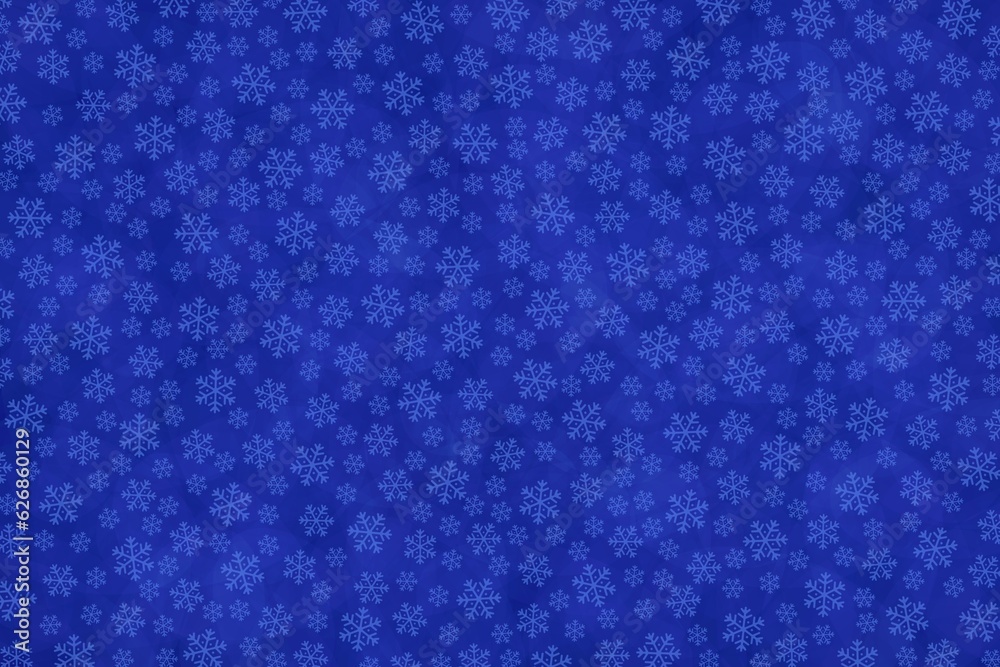Winter or Christmas wallpaper. Blue background with snowflakes of different sizes, decorative backdrop. Winter or Christmas wallpaper. Blue background with snowflakes of different sizes, decorative backdrop.