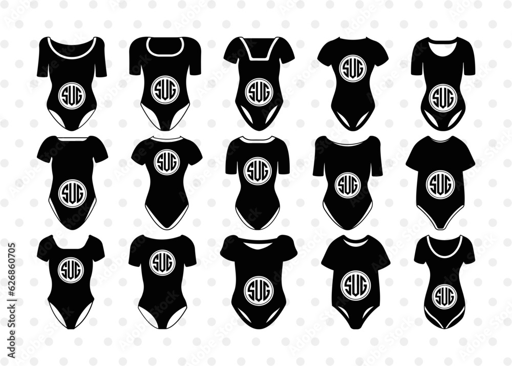 Womens Circle Monogram, Womens Swimsuit Silhouette, Swimwear Svg, Short ...