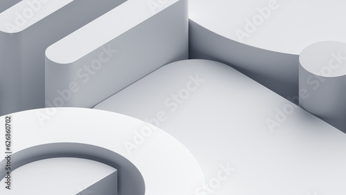 Fototapeta Naklejka Na Ścianę i Meble -  Abstract background design, white geometric shapes, 3d render