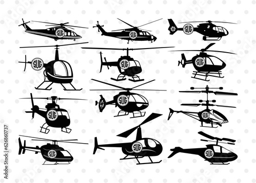Helicopter Circle Monogram, Helicopter Silhouette, Helicopter SVG, Airplane Svg, Fly Svg, SB00043