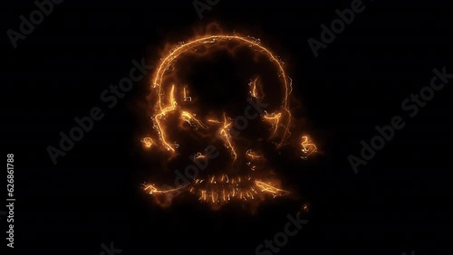 A Drawn pirate sign with fire.