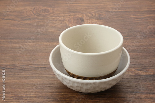 Handmade ceramic tableware, empty bowls 

