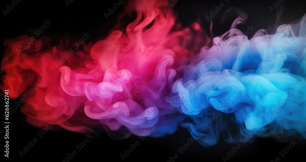 Smoke, Colorful smoke on black background.