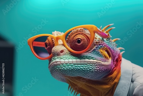 chameleon Fancy with glasses.