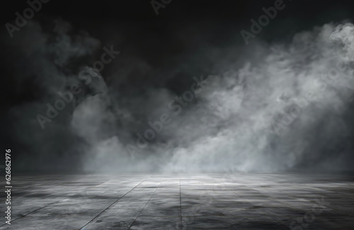 Texture dark concrete floor with mist or fog background.