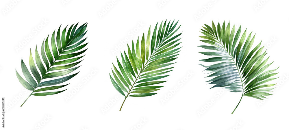hand areca palm leaf watercolor ai generated hand areca palm leaf watercolor ai generated