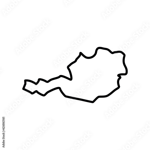 Austria map icon. Austria outline map. Simple icon for web design, typography. Vector illustration