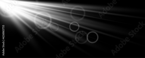 Lens flare sunlight light effect on transparent. Stock vector illustration. Use Screen transparency mode for PNG imitation