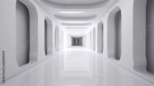 Abstract Futuristic empty floor and room Sci-Fi Corridor. Modern Future cement floor and wall background