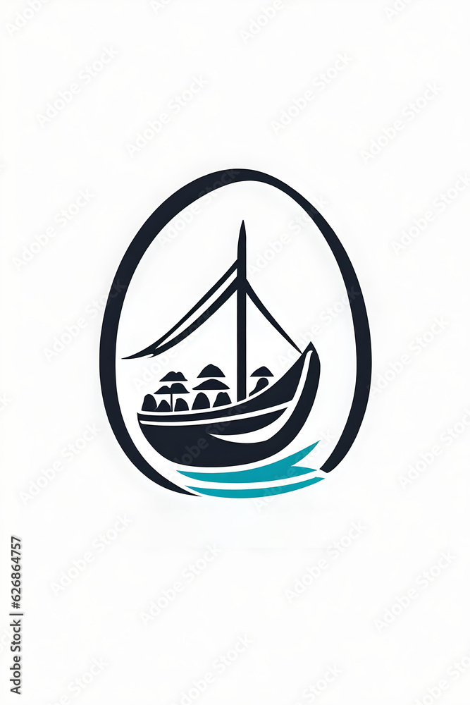A very simple line drawing logo representing the ocean, boat, and sealife. A very simple line drawing logo representing the ocean, boat, and sealife.