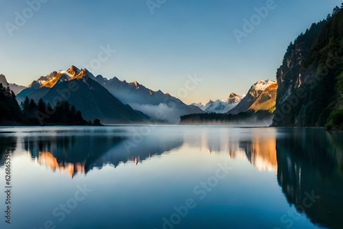 lake in the mountains generated Ai. © Abdul