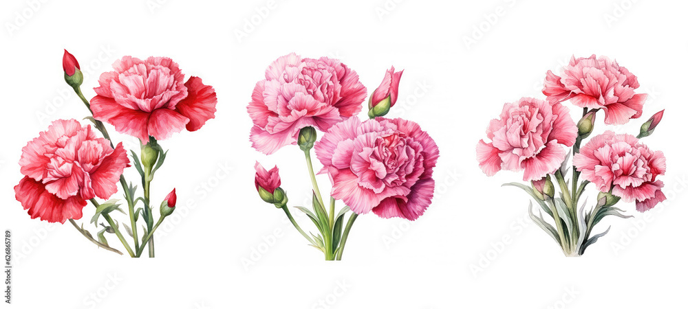 design carnation flowers watercolor ai generated design carnation flowers watercolor ai generated