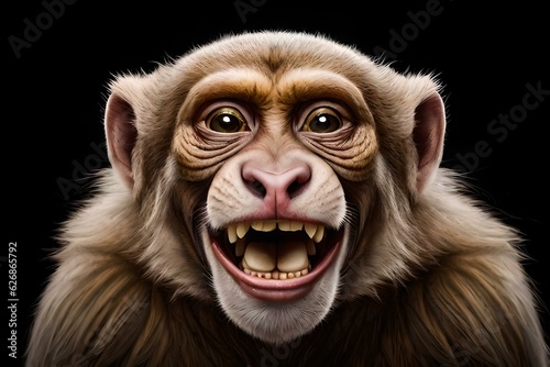 close up of a monkey head generated Ai. © Abdul