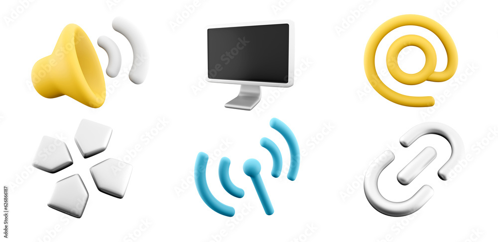 3d rendering sound volume, Computer Monitor, direction arrows ...