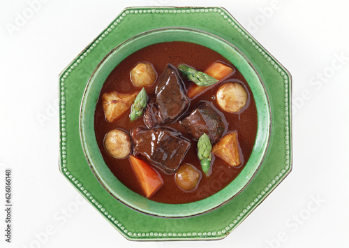 Japanese curry on White background with clipping path. Popular Japanese foods. On top.