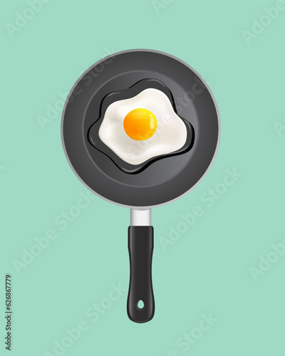 Frying an egg, vector illustration on isolated background.