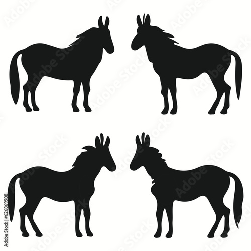 Zonkey silhouettes and icons. Black flat color simple elegant Zonkey animal vector and illustration.