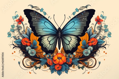 Wallpaper Mural Nature inspired t-shirt design featuring a butterfly. Beautiful illustration picture. Generative AI Torontodigital.ca