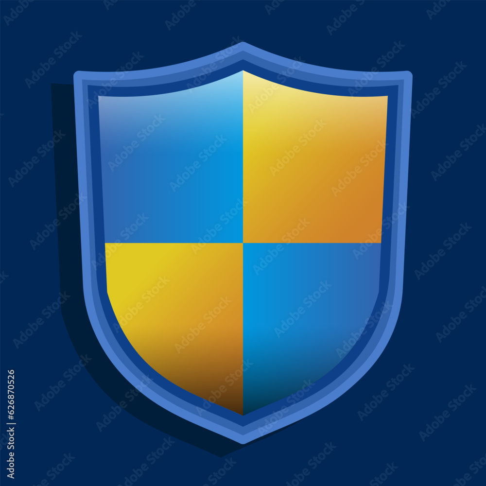 Fototapeta premium simple blue and orange shield, vector illustration 