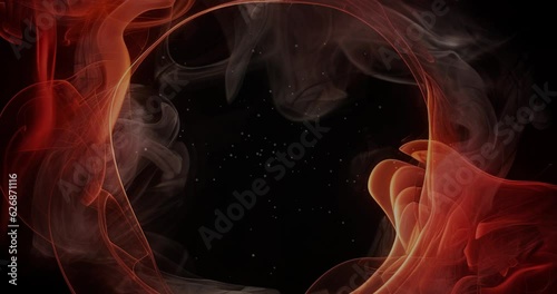 fire in the dark animation. Abstract ring of fire on black background. shiny animation 4K resolution