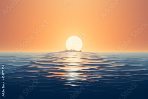 Surrealism sun filled with ocean water. Beautiful illustration picture. Generative AI