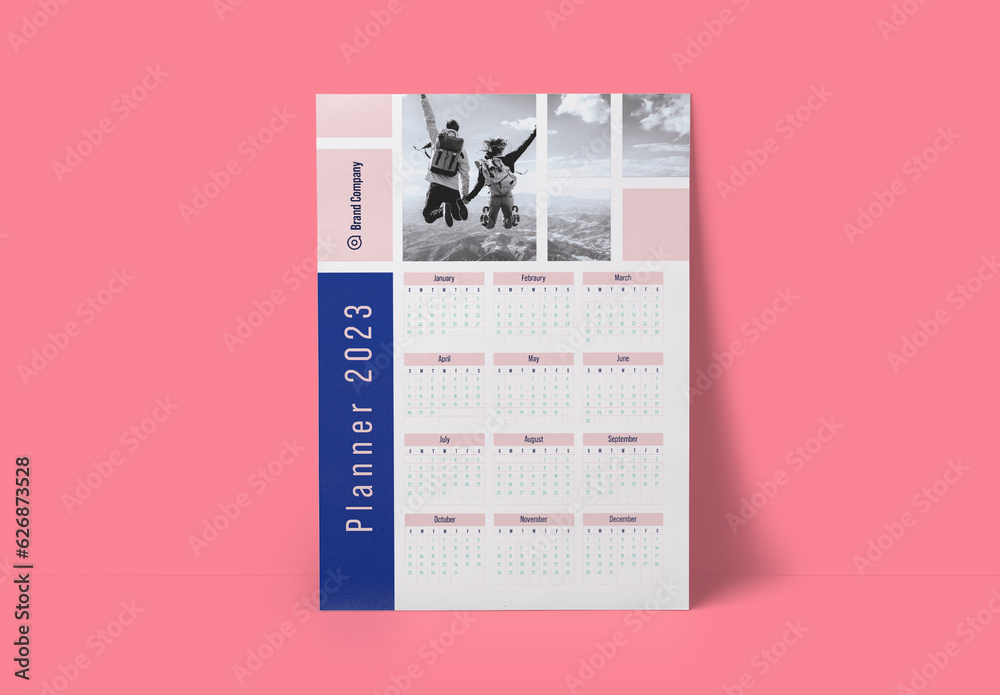 2024 Wall Calendar Layout Stock Template | Adobe Stock