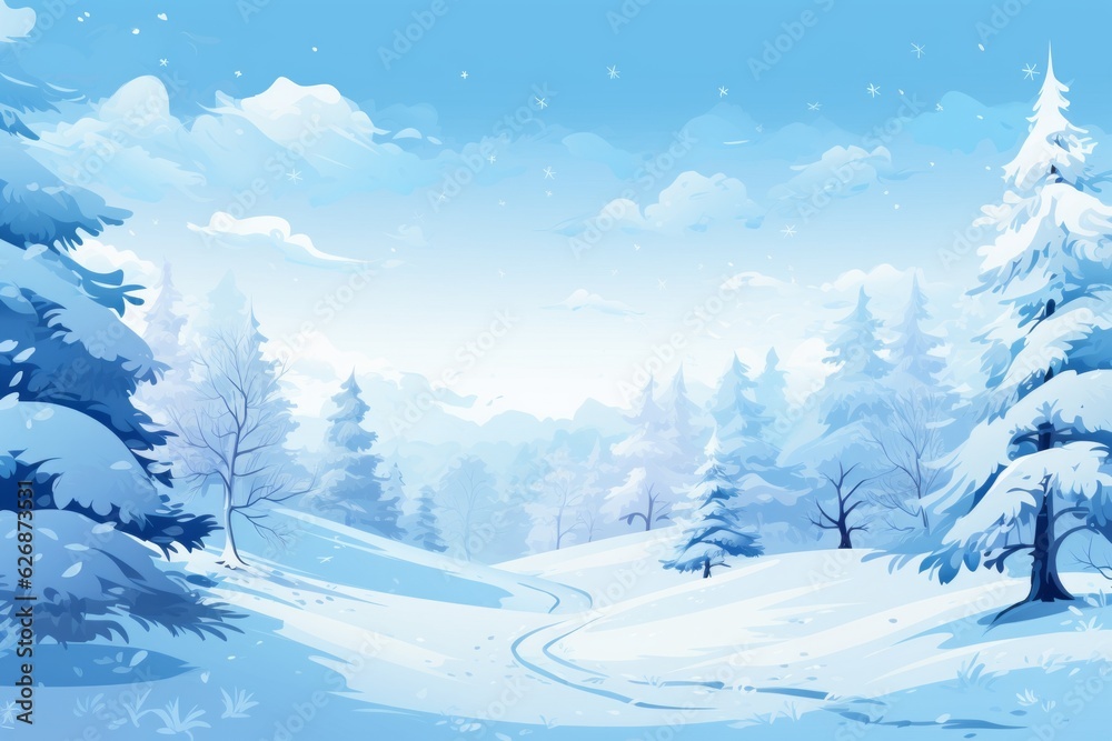 Winter landscape. Beautiful illustration picture. Generative AI