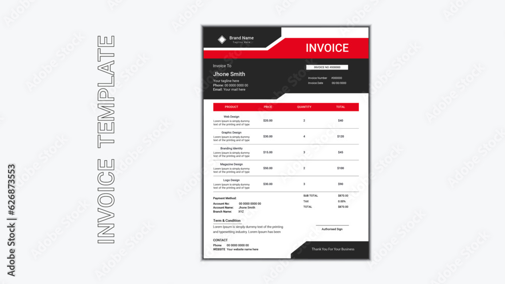 Modern invoice design template Modern invoice design template
