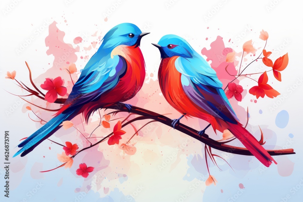 Obraz premium Birds in colorful design. Beautiful illustration picture. Generative AI